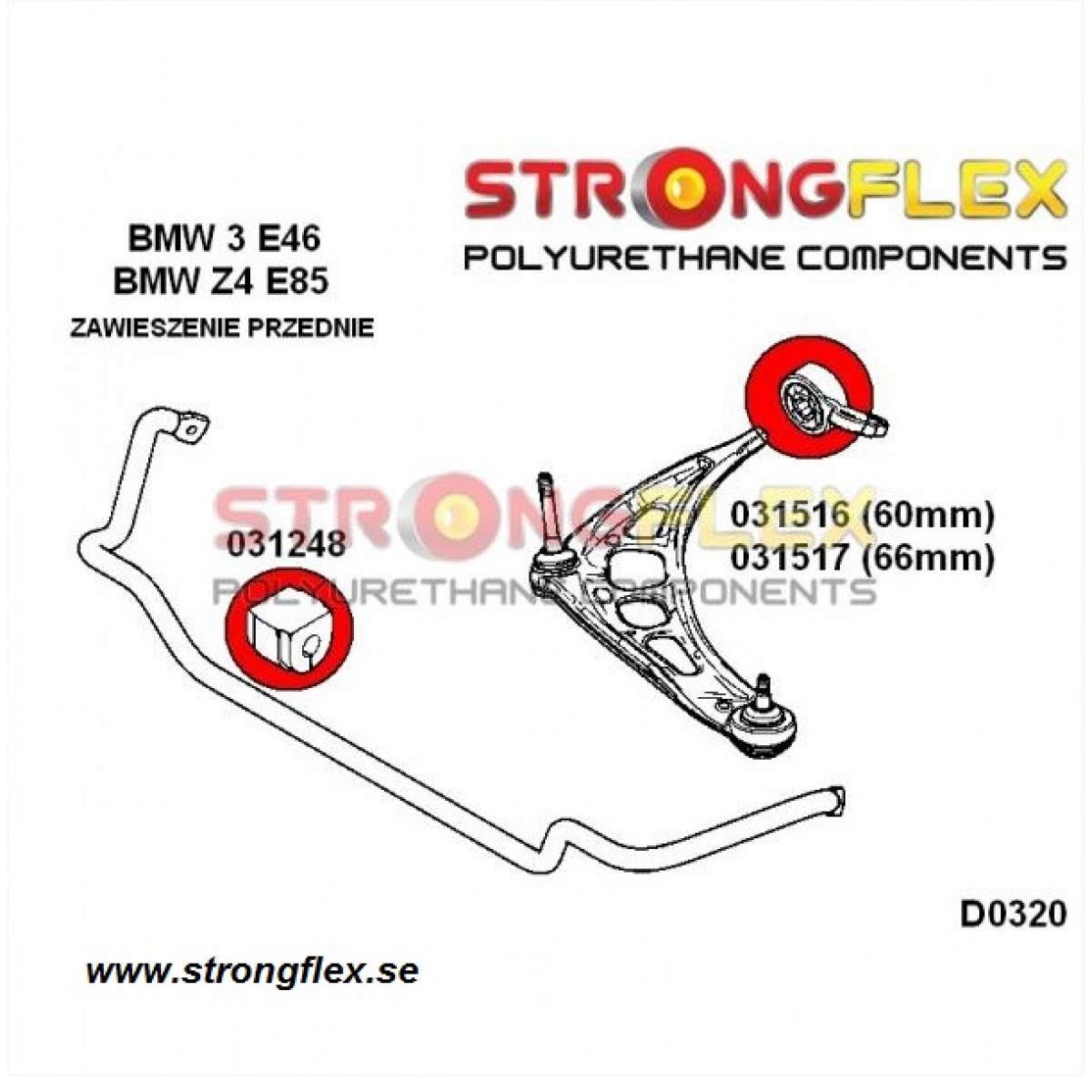 Strongflex BMW E46 Full Suspension Bush KIT SPORT